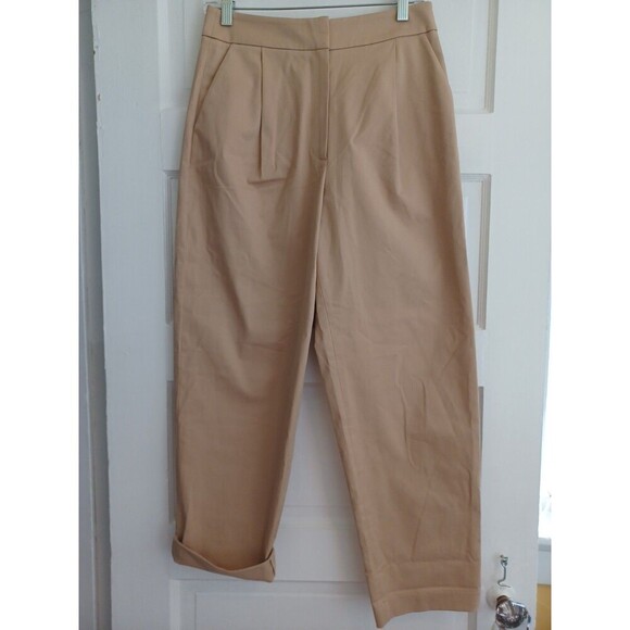 Anthropologie Exquise NWT high rise rolled hem pleated chino pants S minimalist - Picture 2 of 15